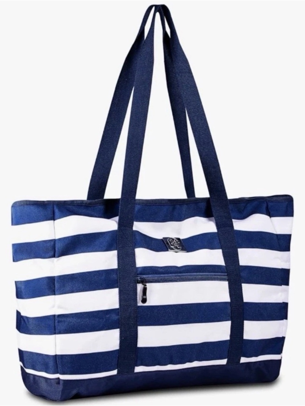 Striped Navy and White Canvas Tote Bag - Everyday Carry